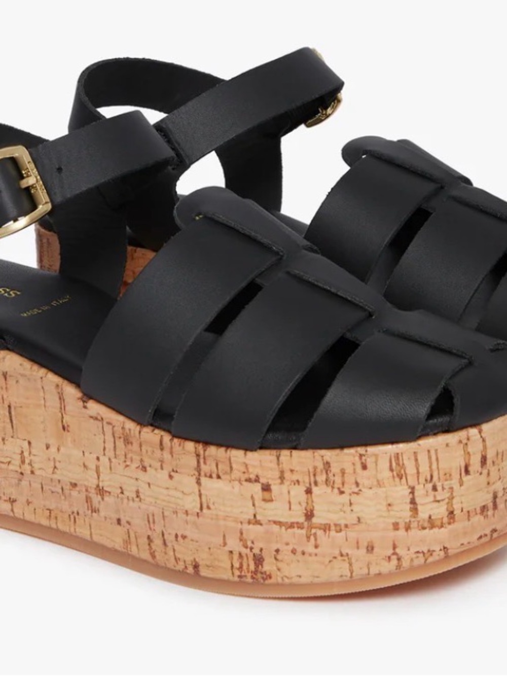 G.H. Bass Black Cork Platform Wedge Fisherman Sandals